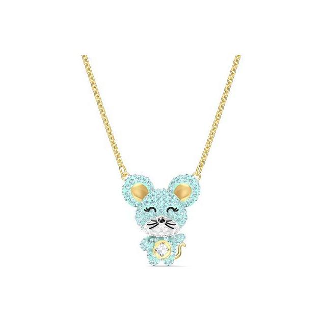 Swarovski Little Happy Mouse Necklace Women necklace Light-Blue 5511162 Box (Random Color)