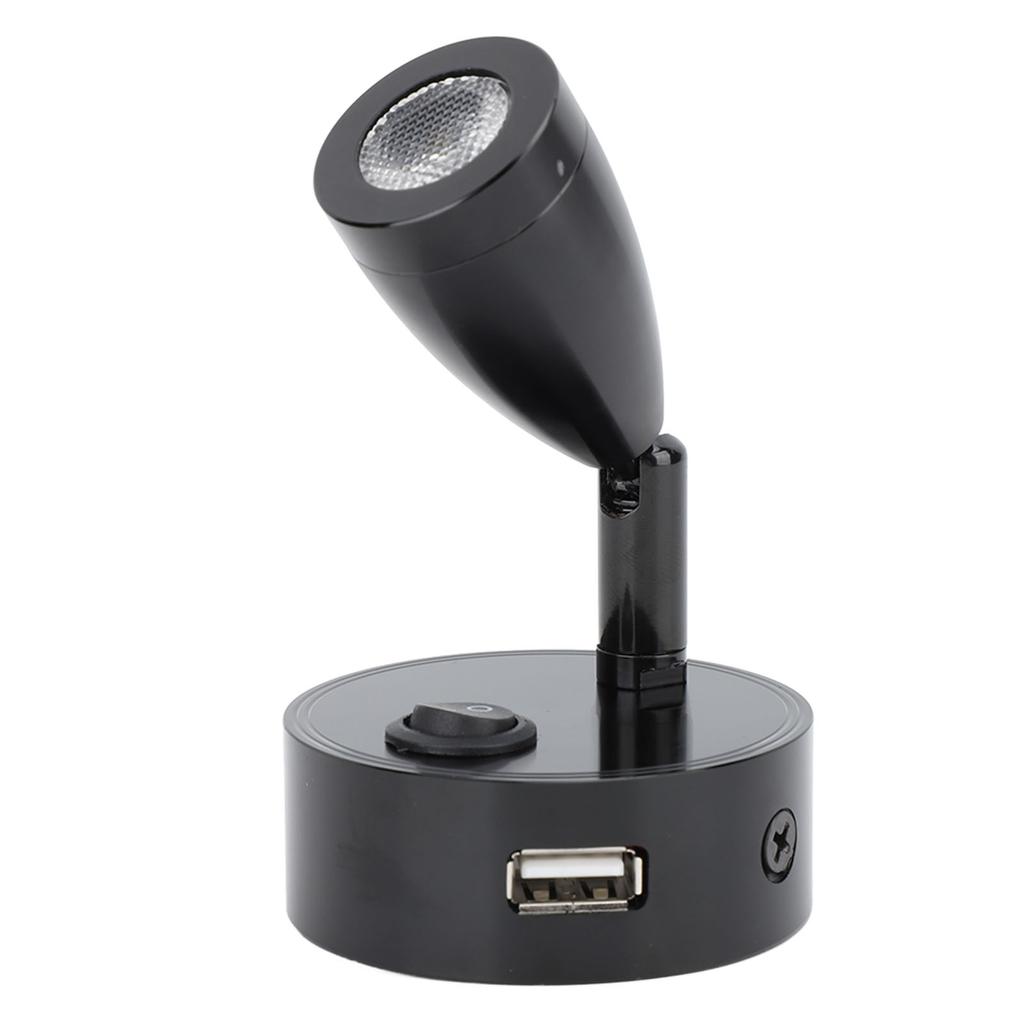 DC10‑30V LED RV Bedside Lamp Aluminum Alloy High Brightness RV Reading Light for Yachet Boat Black