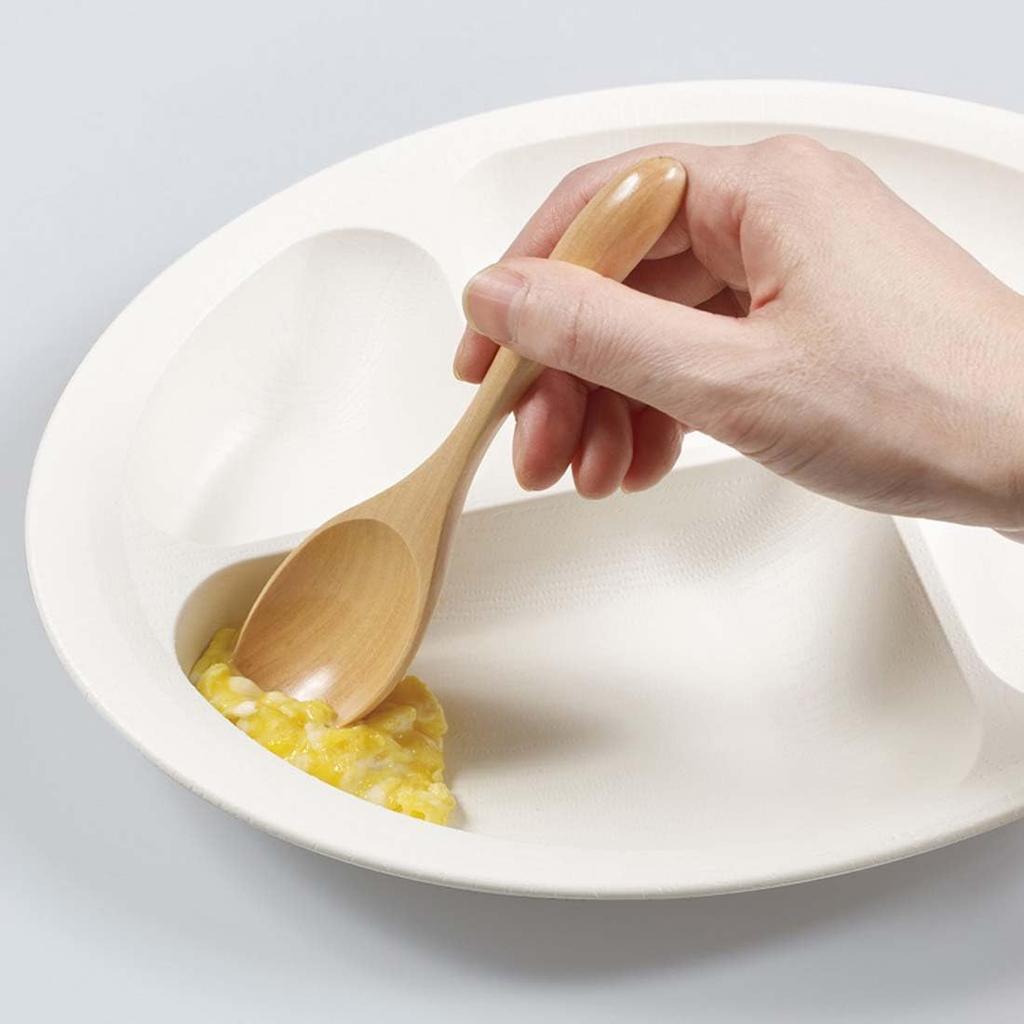 Skater Easy to Scoop Divider Plate Tableware Dishes Wood Grain Cream Plastic Durable Made of Biomass Raw Materials Microwave and Dishwasher Safe