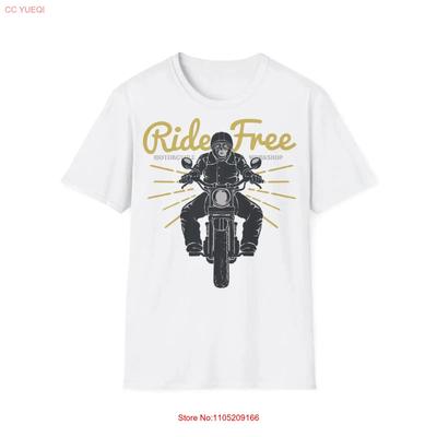 Ride Free Motorcycle T Shirt Biker Vintage Washed Soft Homme Versatile Fashion Unisex Stretched Comfortable Stylish Slightly
