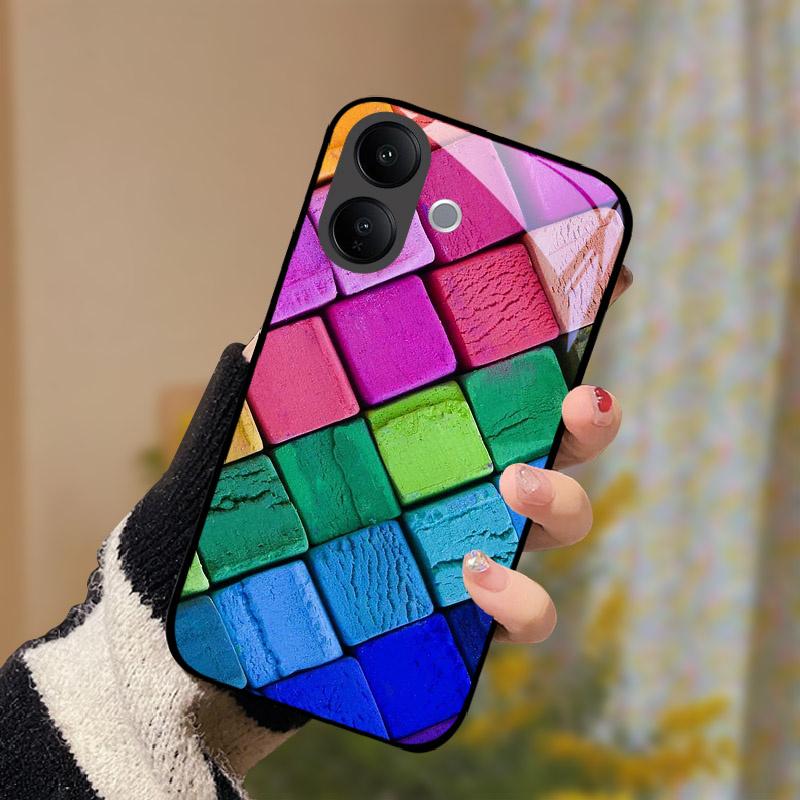 For VIVO V60 Lite V60Lite Case Fashion Painting Tempered Glass Cover For VIVO V 60 Lite Phone Shell Casing Anti Drop Fundas Capa