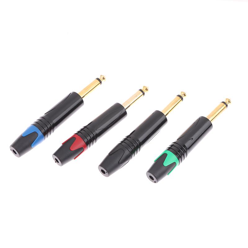6.35 Mm Gold-Plated Microphone Audio Plug Mute Plug Connector Jack Mono Assembly Microphone Connector Mono Plug