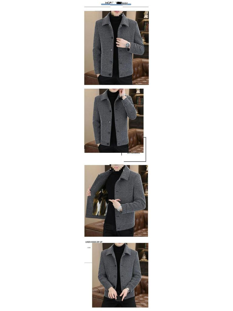 Men's Trendy Golden Sable Velvet Woolen Jacket - High-End Casual Autumn/Winter Short Coat