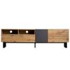 Television Stand Color Blocking TV Cabinet with Drawers Open Shelves Solid Console Wooden Legs Living Room Furniture Table