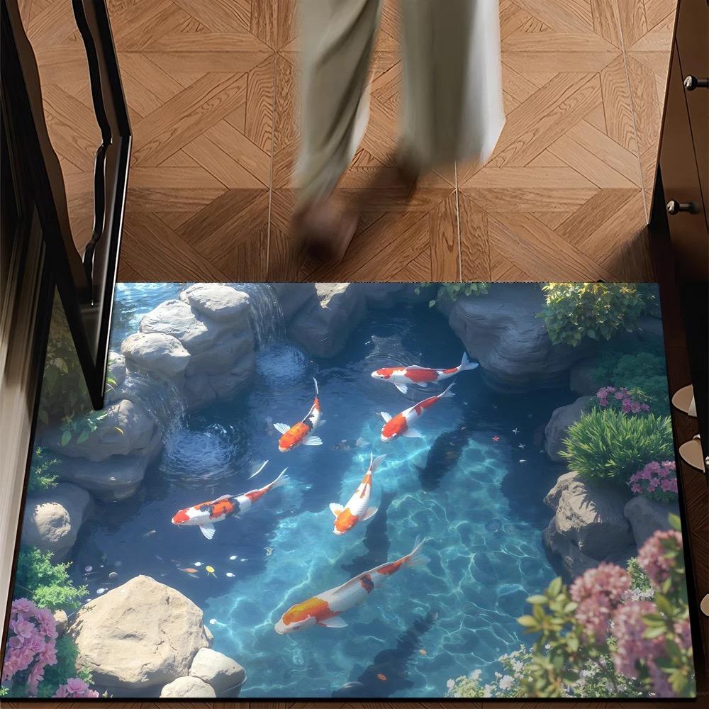 70x100cm 3D Visual Polyester Floor Mat – Durable Velvet Non-Slip Bathroom Door Rug