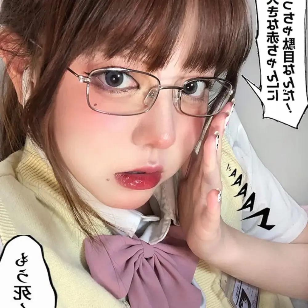 Metal Japanese Harajuku Glasses Oversized Gold Silver Black Anti-blue Glasses Vision Care Anti-blue Square Glasses Women Men