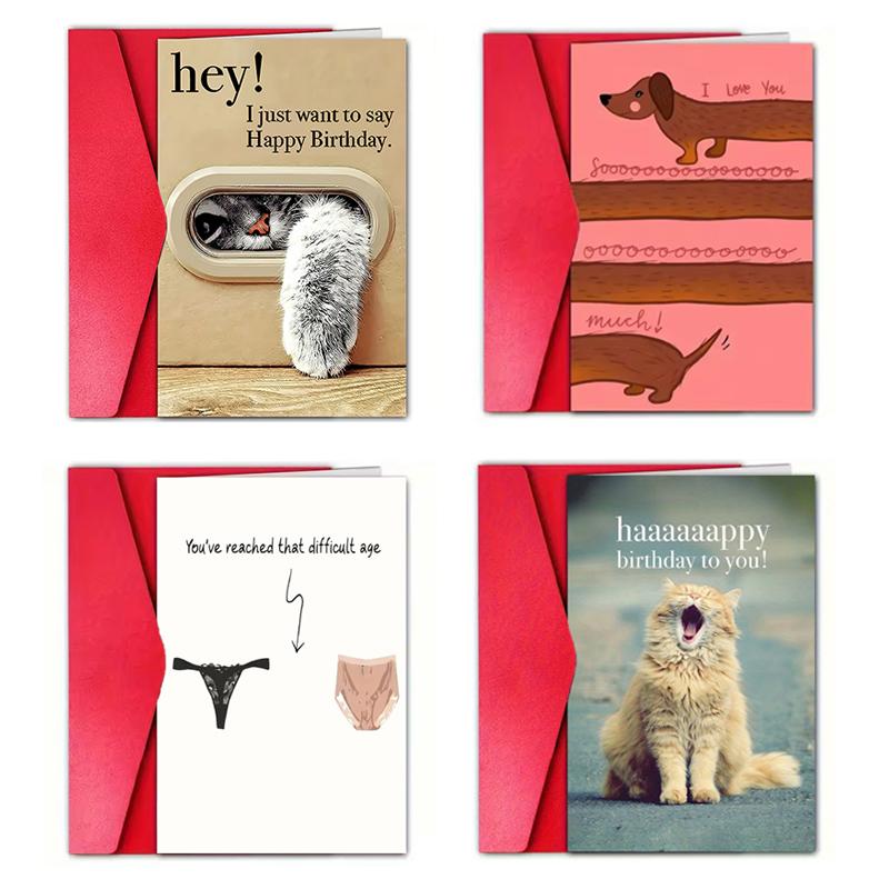 Cute Funny Cat Birthday Card Valentine'S Day Greeting Card Invitation Card With Envelope Unique Gift For Teachers Parents Friend