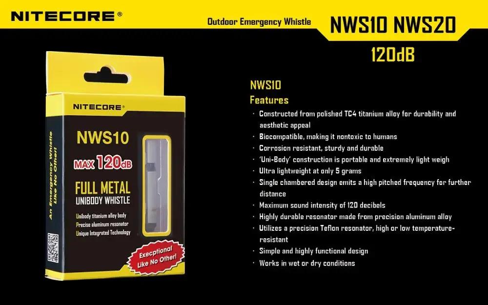NITECORE Titanium Safety Alarm NWS10 120dB High-Decibel Signal, Wearable Pendant & Key Ring, Survival Tool for Camping Hiking