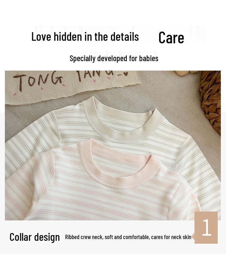 Children's Striped Velvet Warm Homewear Set: Boys' & Girls' Autumn Long Johns & Underwear, Lycra Two-Piece.