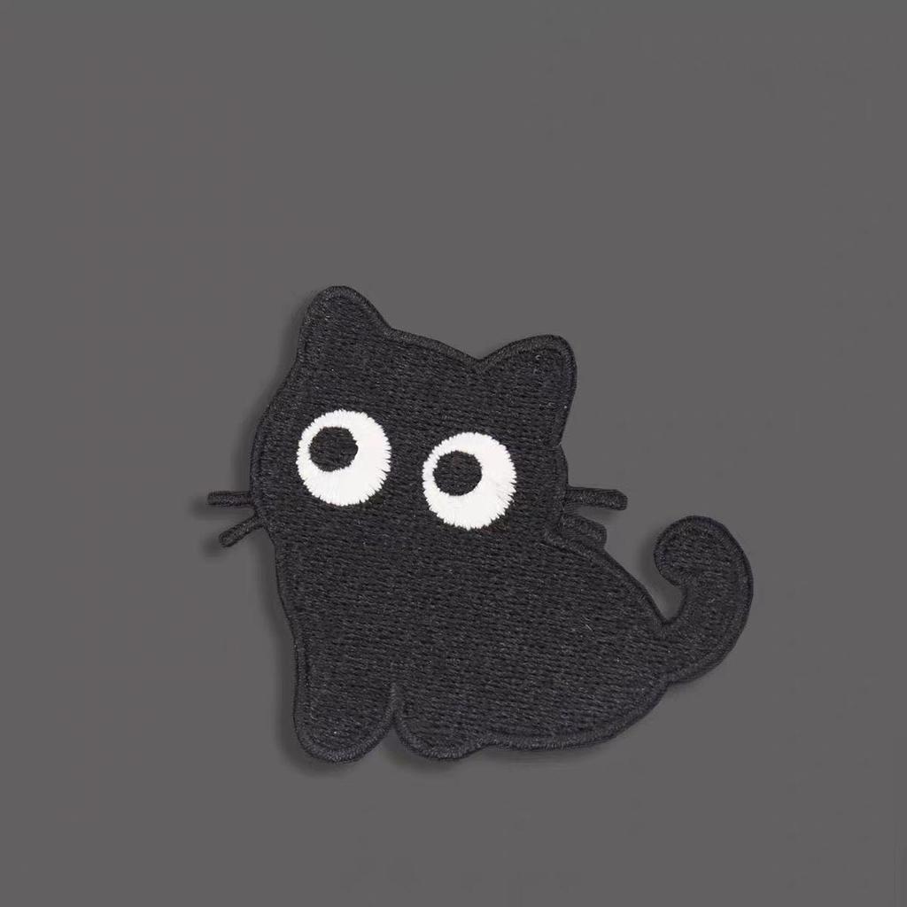 6Pcs/Lot Mix Black Kitten Embroidery Patch Cartoon Cute Patches DIY Clothing Shoes Bag Cat Repair Decoration Applique