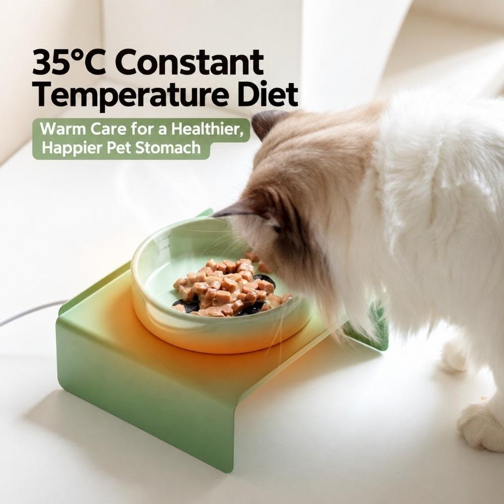 Constant Temperature Heated Ceramic Cat Bowl Neck-Protecting Dog Drinking Bowl Small Dog