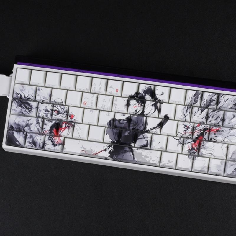 Anti Slip PBT Keycaps Dragon Theme Side Printing For Most Mechanical Keyboards 60% 68% Pattern