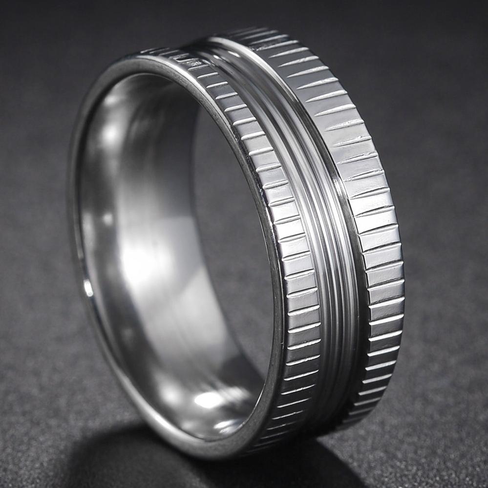 Fede in Tungsteno Nero Anelli Punk Trama d'Acciaio per Uomo Donna Scanalatura Fibra di Carbonio Anello alla Moda