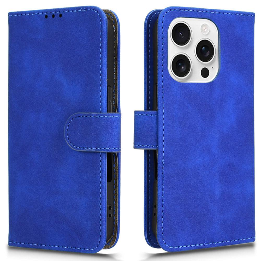 Für iPhone 16 Pro Lederhülle Skin-Feel Anti-Drop Brieftasche Klapphülle