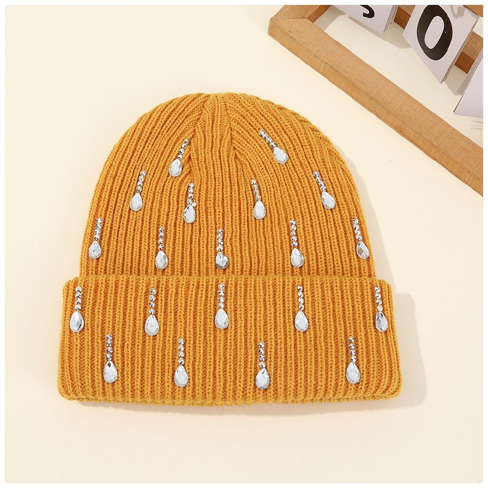 Head Wear Pearl Embellished Knit Beanie Double-Layer Warm Stylish Outdoor Streetwear Beanie Y2K Unisex Cap Hat for Men Women