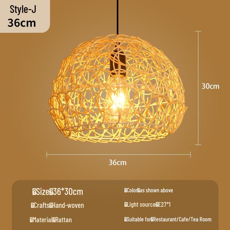 Bamboo Woven Lantern Light for Chinese Restaurant or Teahouse - Rattan Straw Hat Pendant Light