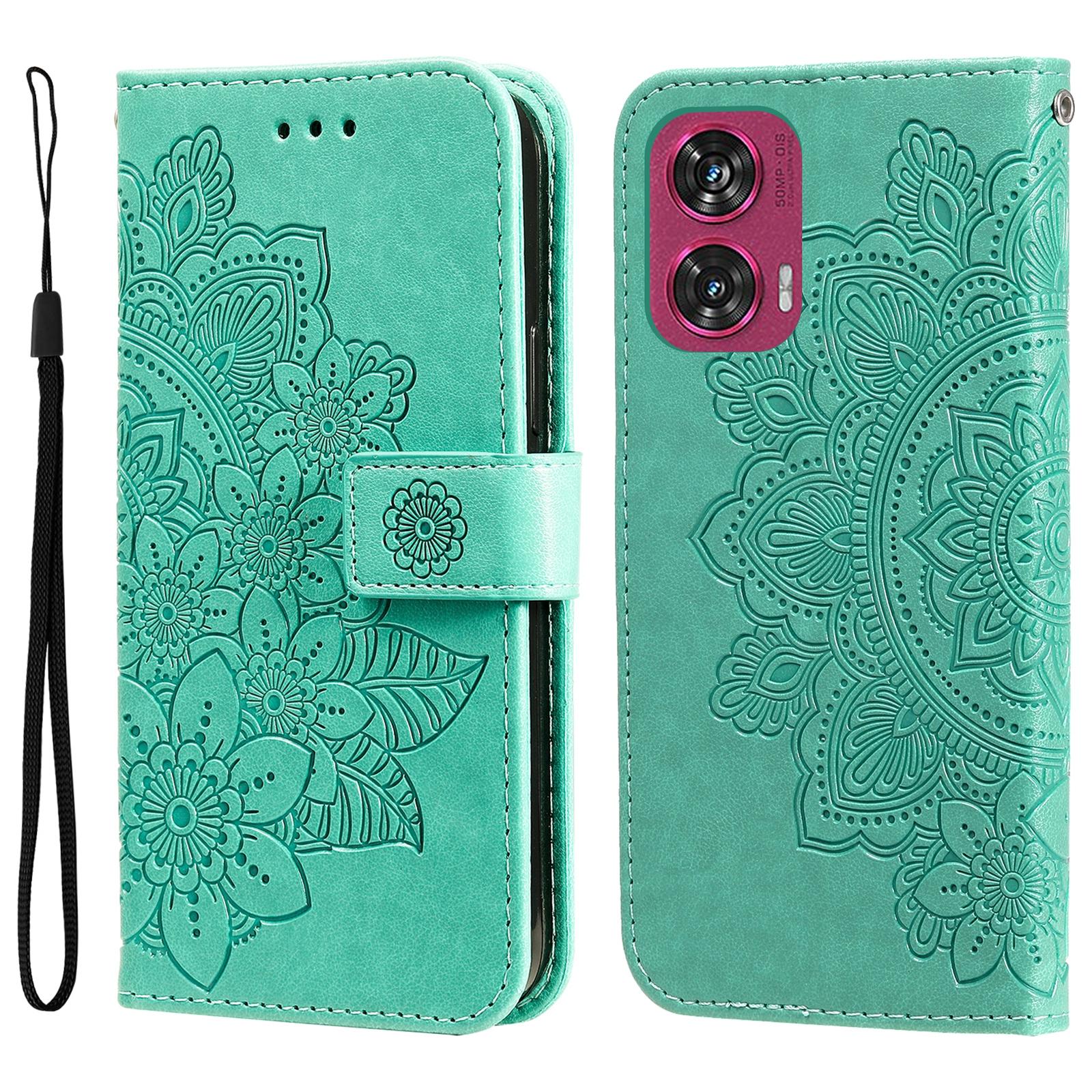 

For Motorola Edge 50 Fusion 5G/G96 5G Case Floral Pattern PU Leather Wallet Stand Phone Cover C