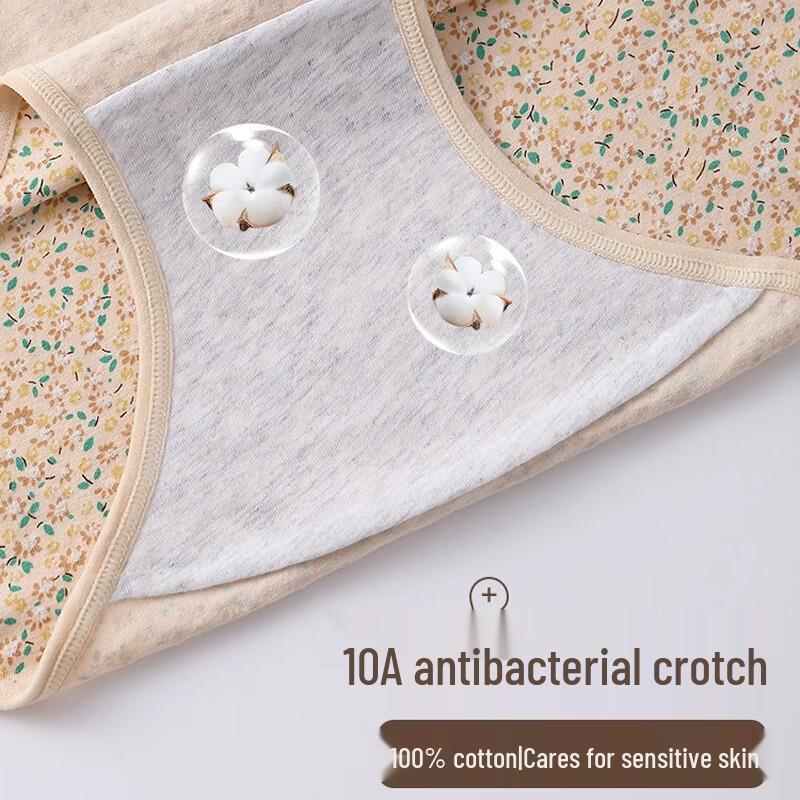 Yalu Women's High Waist Pure Cotton Antibacterial Briefs (3-Pack)