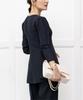 Yours BCXN1592 Puff Sleeve Peplum Knit Dark Size M Women's Top, Navy,