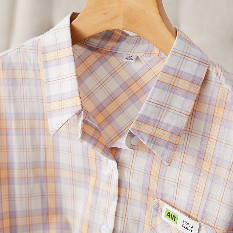 Plaid Shirt Women's Long-sleeved Retro Top Autumn New Pure Cotton Shirt