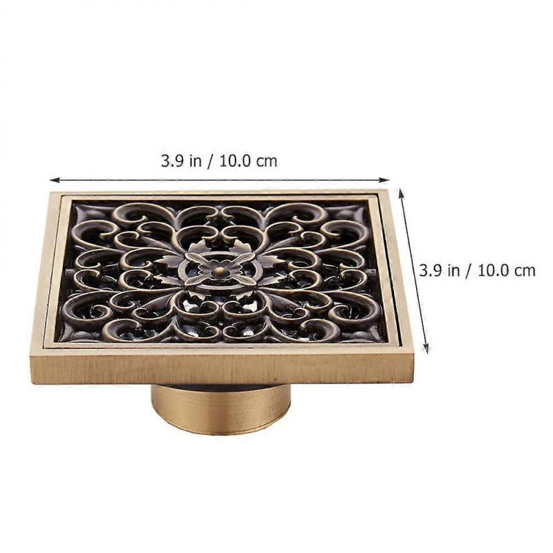 Copper Material For Floor Drain European Brass Shower Drain Bathroom Accessories 10x10cm Square Odor Prevention 1Set