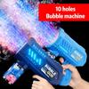 10 Holes Children Electric Bubble Gun Rocket Soap Automatic Bubble Machine Kids Summer Outdoor Bubble Blowing Toys for Kids