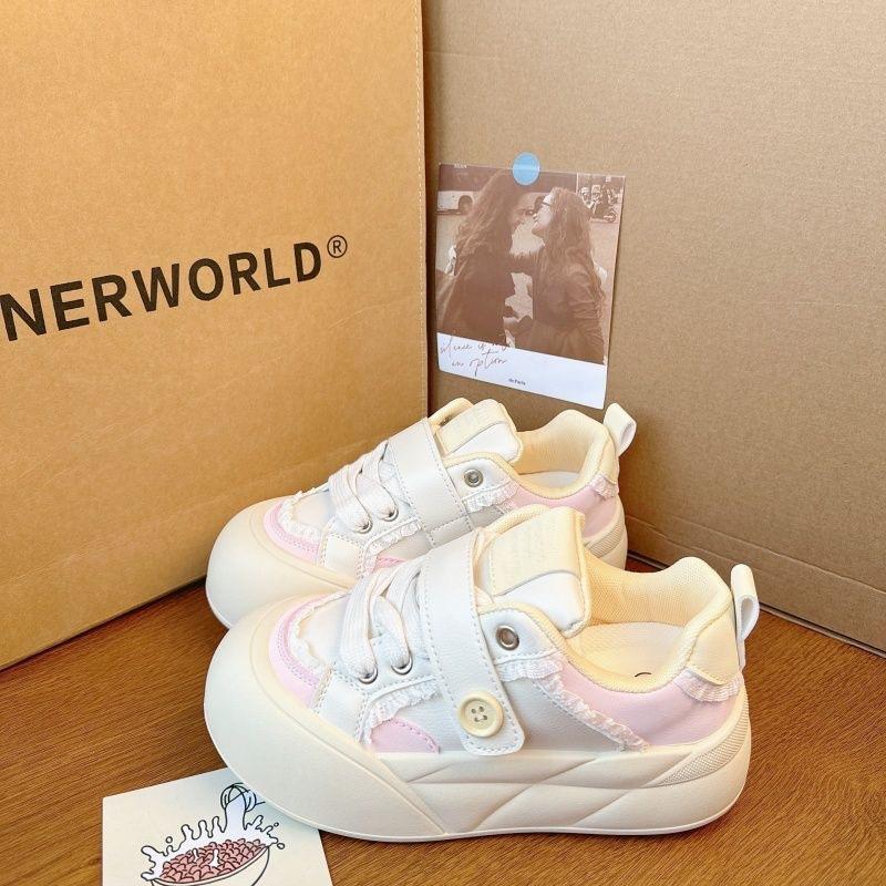 Bread Shoes Women's Thick Soles Cute Students New Niche Design Versatile Little White Shoes
