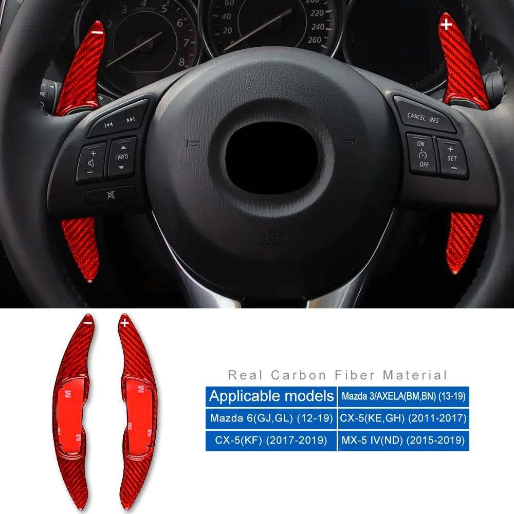 Real Hard Carbon Fiber Steering Wheel Paddle Cover for Mazda 3 Axela 6 GJ GL CX 5 MX 5 Car Interior Trim Accessories
