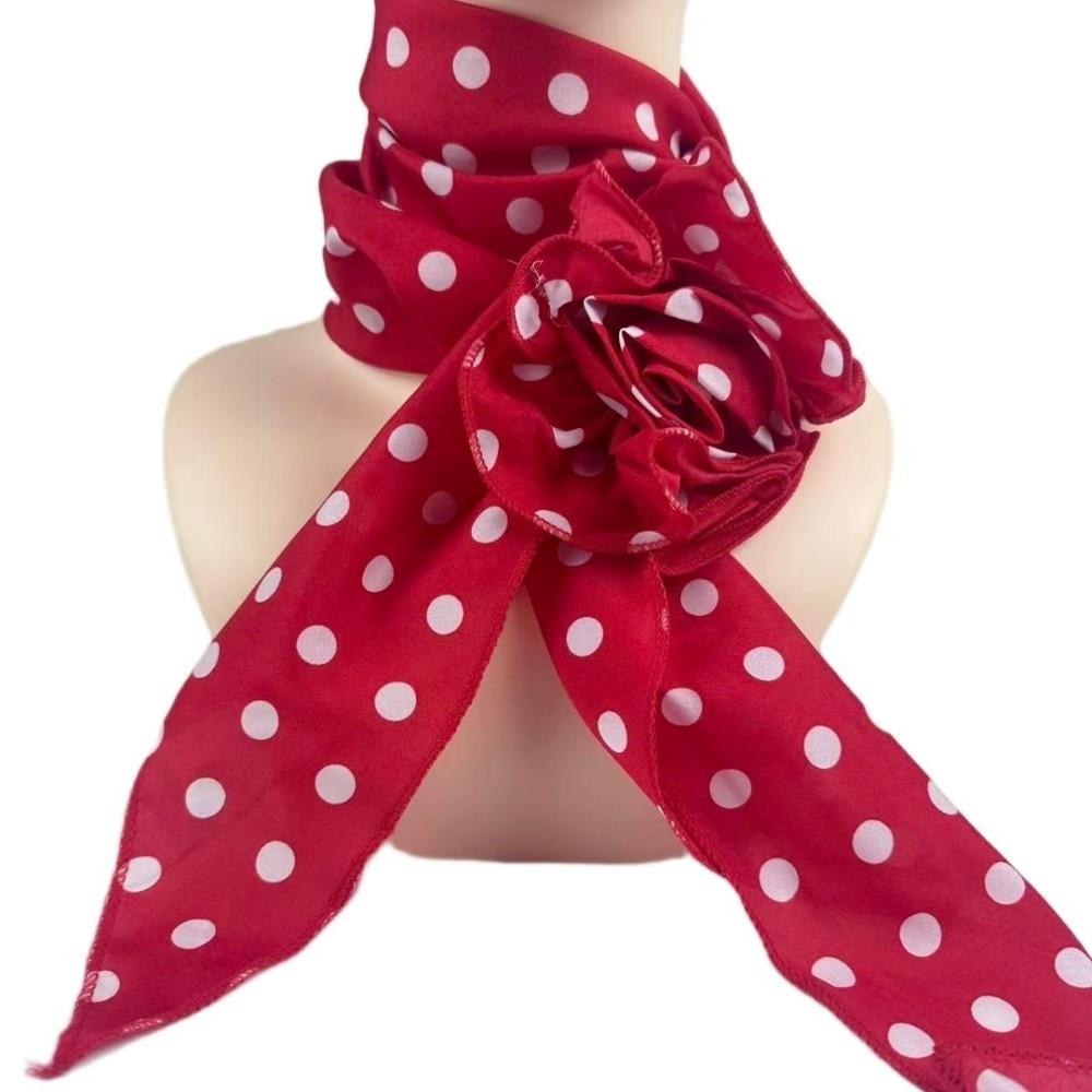 New Detachable Chiffon Long Scarf Versatile Thin Elegant Neck Scarves Polka Dots Sunscreen Hijabs Women Girls Gifts