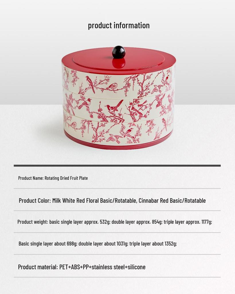 New Year Floral Bird Stackable Rotating Snack Plate for Living Room