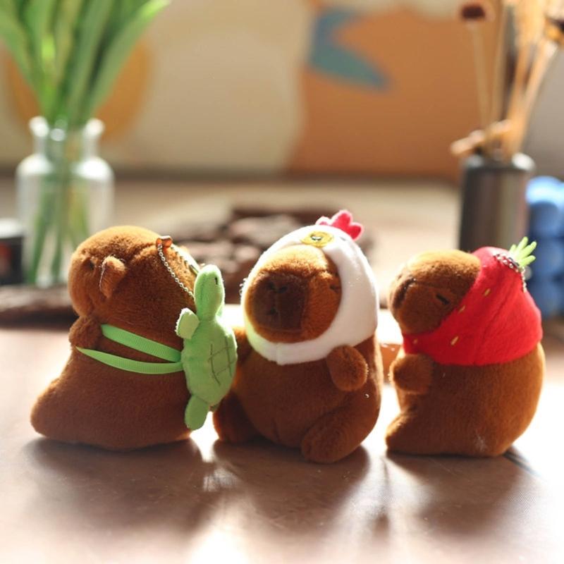 Stylish Capybara Keychain Stuffed Animal Keyring Ornament Adorable Plush Bag Pendant Accessories for Animal Lovers