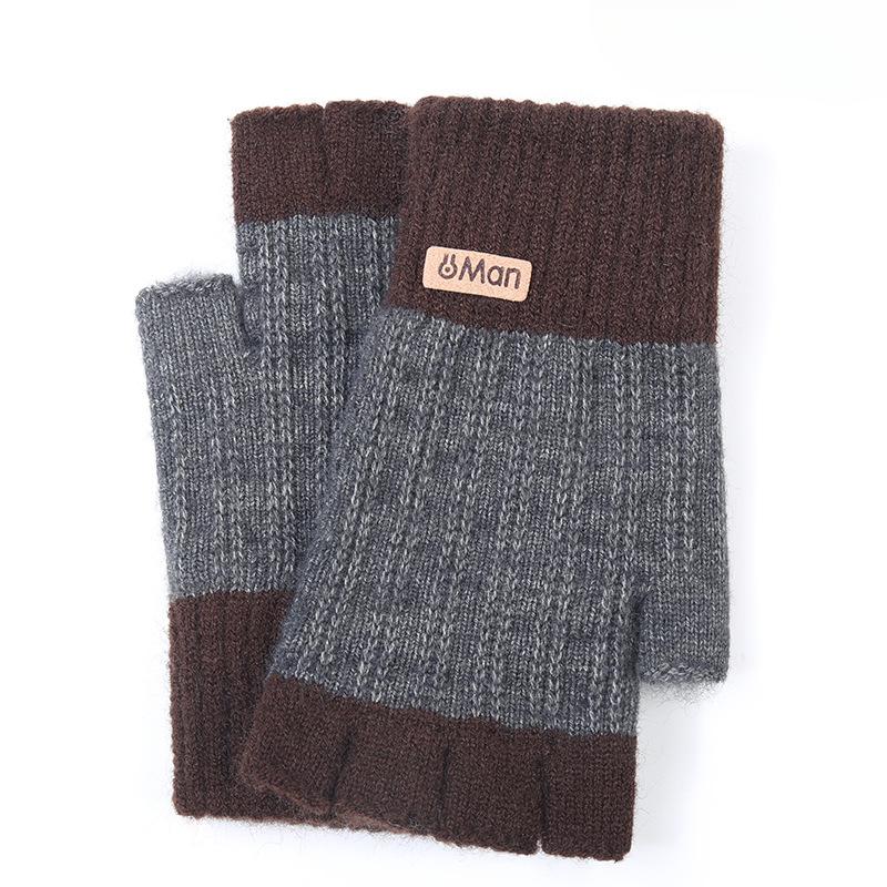 Student Half Finger Gloves  Cold Proof and Warm Proof and Thickened Half Knitted Gloves In Autumn and Winter