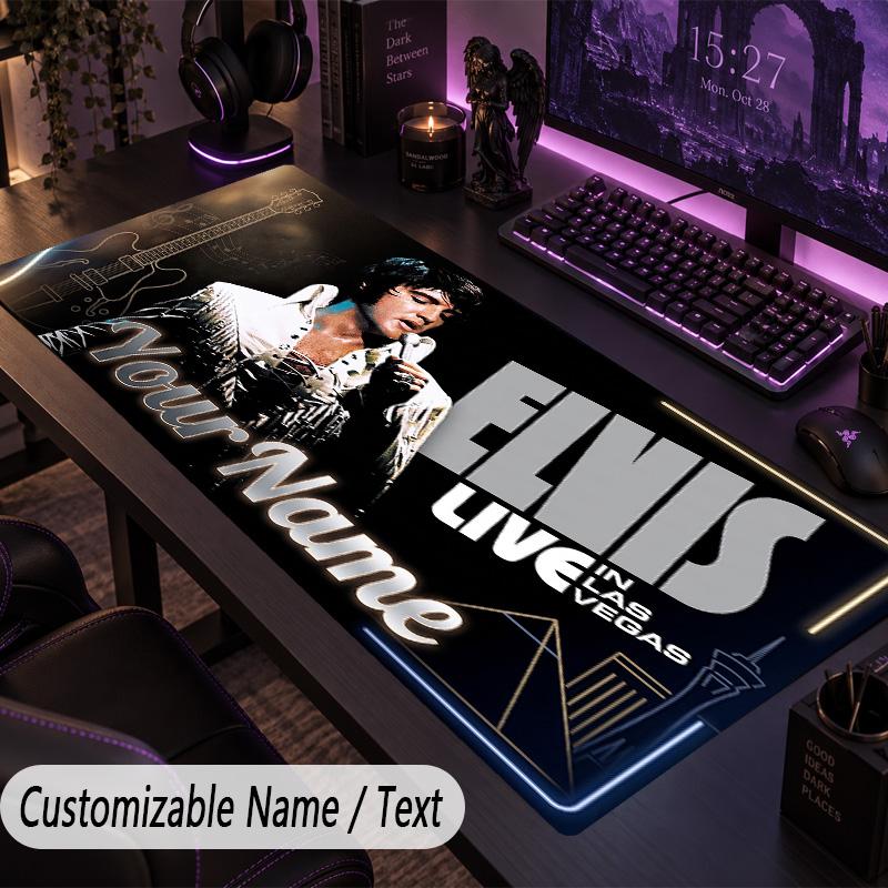 Large Mouse PadElvis Presley Custom Name Text Personalized Desk Mat Non Slip Gaming Pad