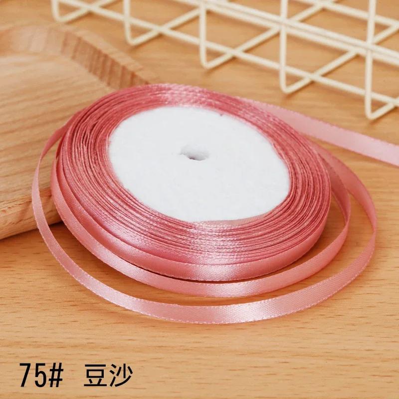 6mm Satin Ribbon DIY Artificial Silk Material Christmas Halloween Wedding Birthday Party DecorationHandmade Bows Gift Wrapping