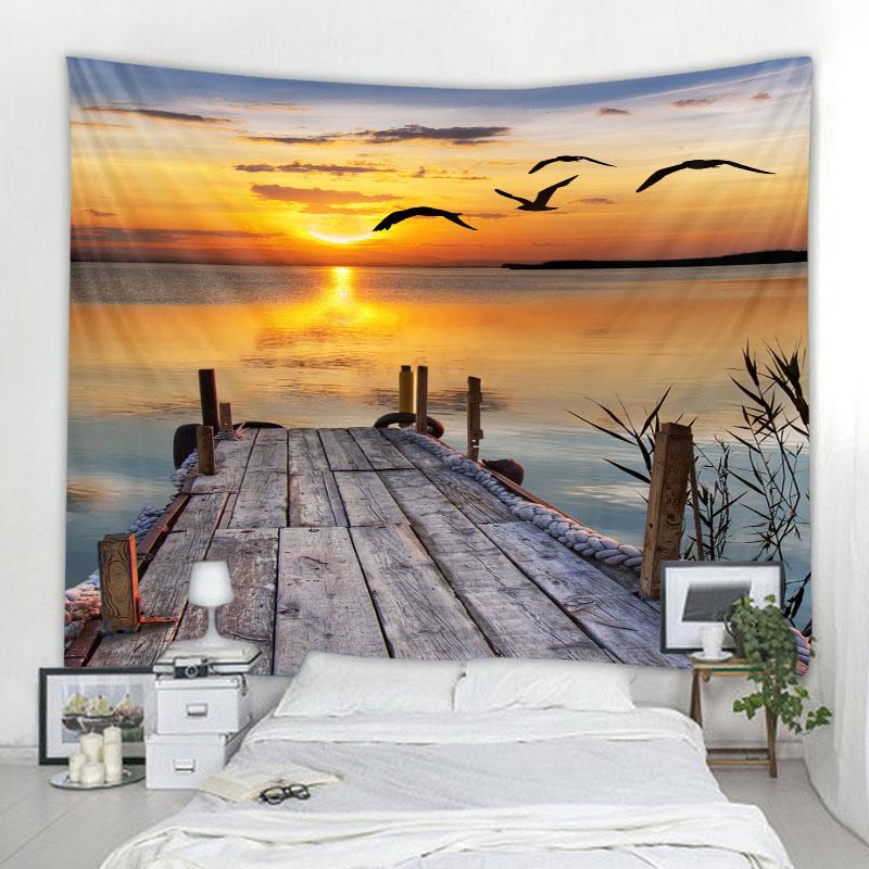 

Красивый вид на озеро настенный гобелен в стиле бохо Мандала настенный художественный домашний декор гобелен 100x75cm