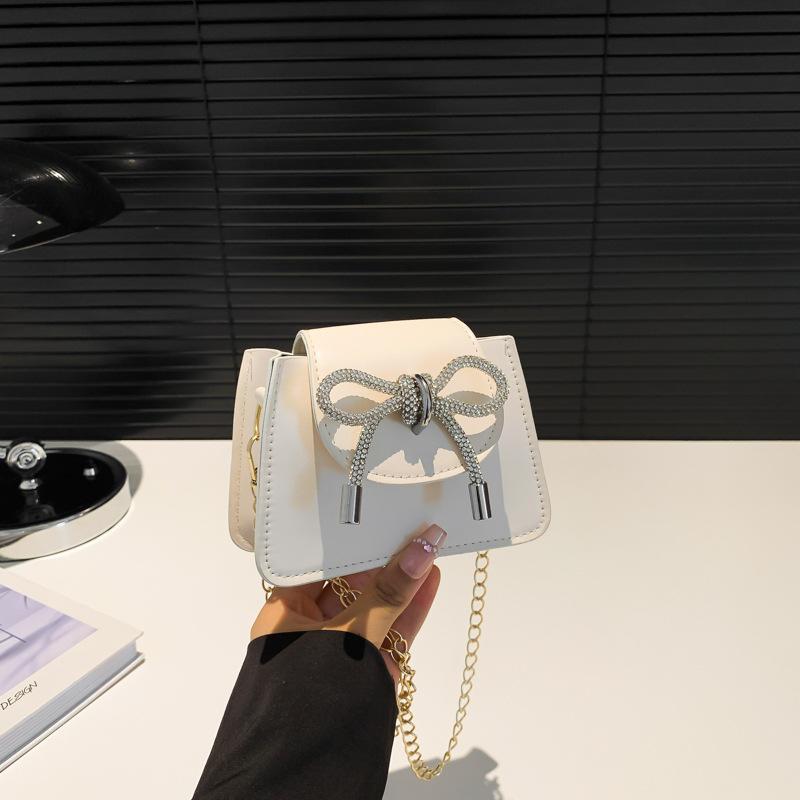 Autumn New Trendy Fashion Sweet Bow Small Square Bag Mini Small Bag 2025 Versatile Chain Crossbody Bag