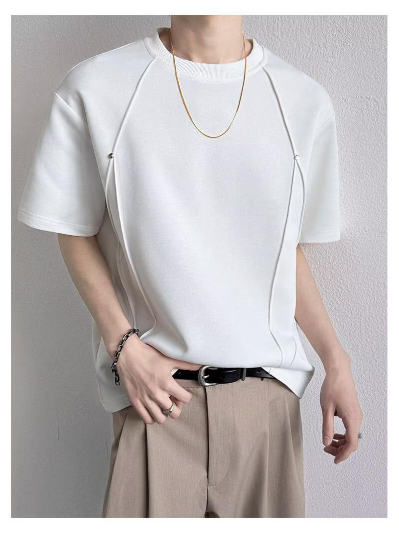 

Men s Summer 2025 Heavyweight Cotton Loose Fit Short Sleeve T-shirt Medium белый