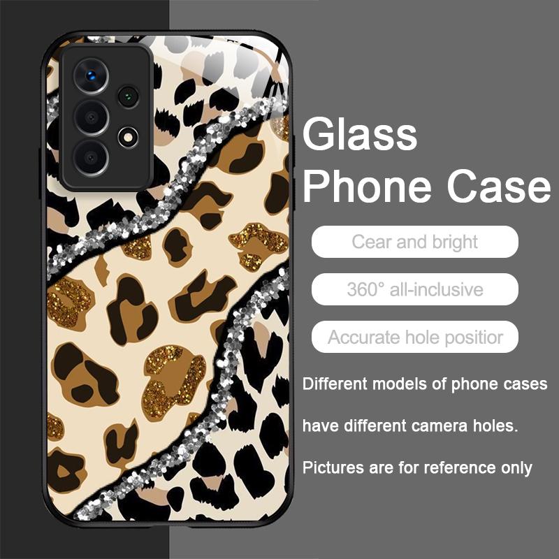 Artistic Leopard Print Cherry Red Lips Tempered Glass Phone Case for Samsung Galaxy S25 Ultra S24 S23 Plus S22 S21 S20 FE Covers
