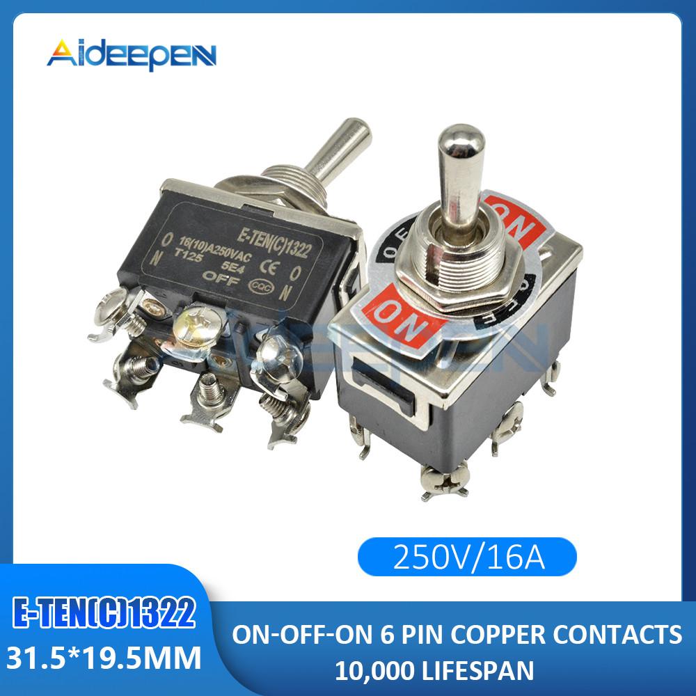 Mini Auto Toggle Switch AC 250V 16A 2/3/4/6/12 Pin ON-OFF ON-ON ON-OFF-ON 2/3 Position Copper/Silver Contact