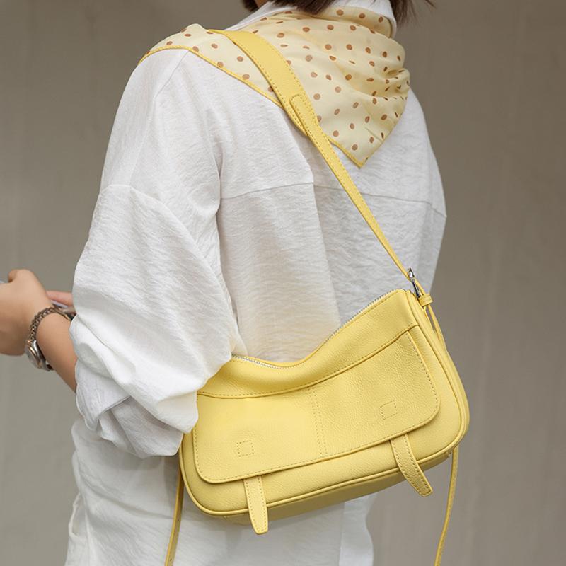 2026 New Women's Genuine Leather Underarm Bag Vintage Soft Cowhide Hobo Shoulder Bag Casual Crossbody Handbag for Daily
