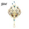 Decorative Brooch Women Sparkling Rhinestones Faux Pearl Phoenix Shape Lapel