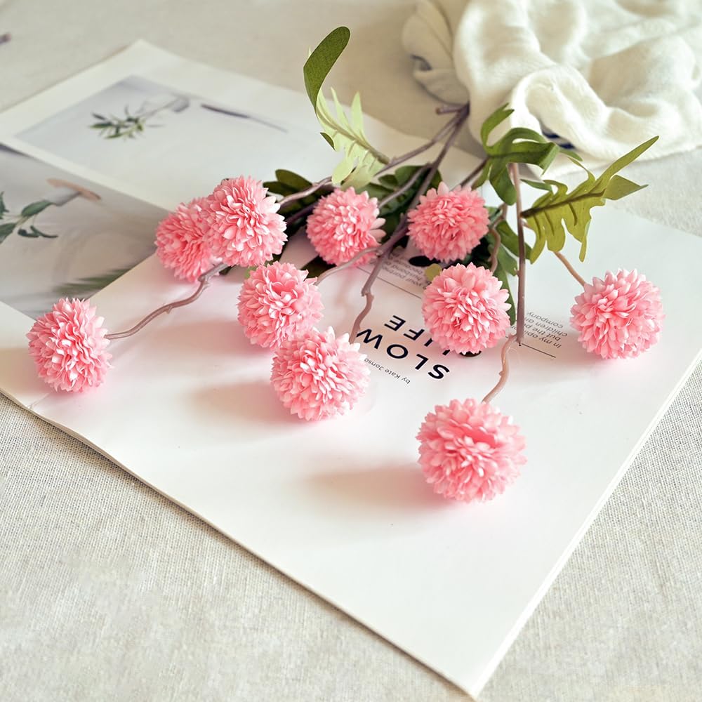 Laelfe 12 PCS Artificial Flowers Pink Roses Fake Silk Flowers Long Stem Artificial Roses for Home Wedding Decorations (Pink)