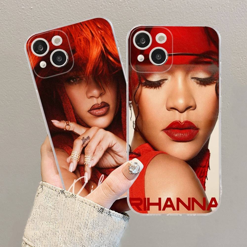 R-Rihanna Popular Singer Star Shockproof Silicone Clear Case for iPhone 17 16 15 14 13 12 11 Mini Pro Max Plus Cover