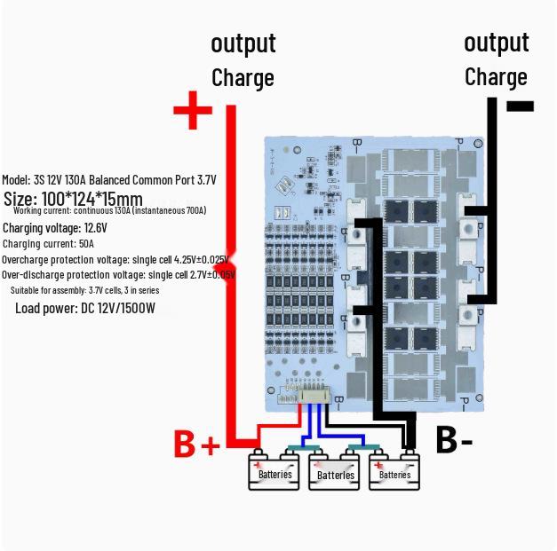 12V Lithium Battery Protection Board: 3-4 Series, High Current Equalization (100A, 200A, 300A), 3.2V Lithium Iron Compatibility.