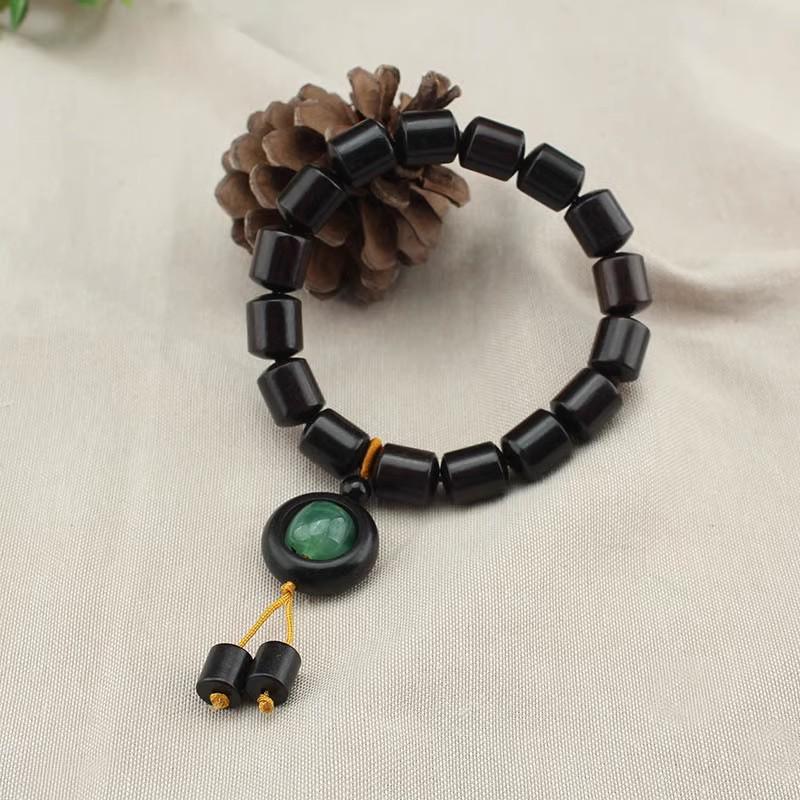Ethnic Nepal Thangka Pendant Necklace with Wooden Beads