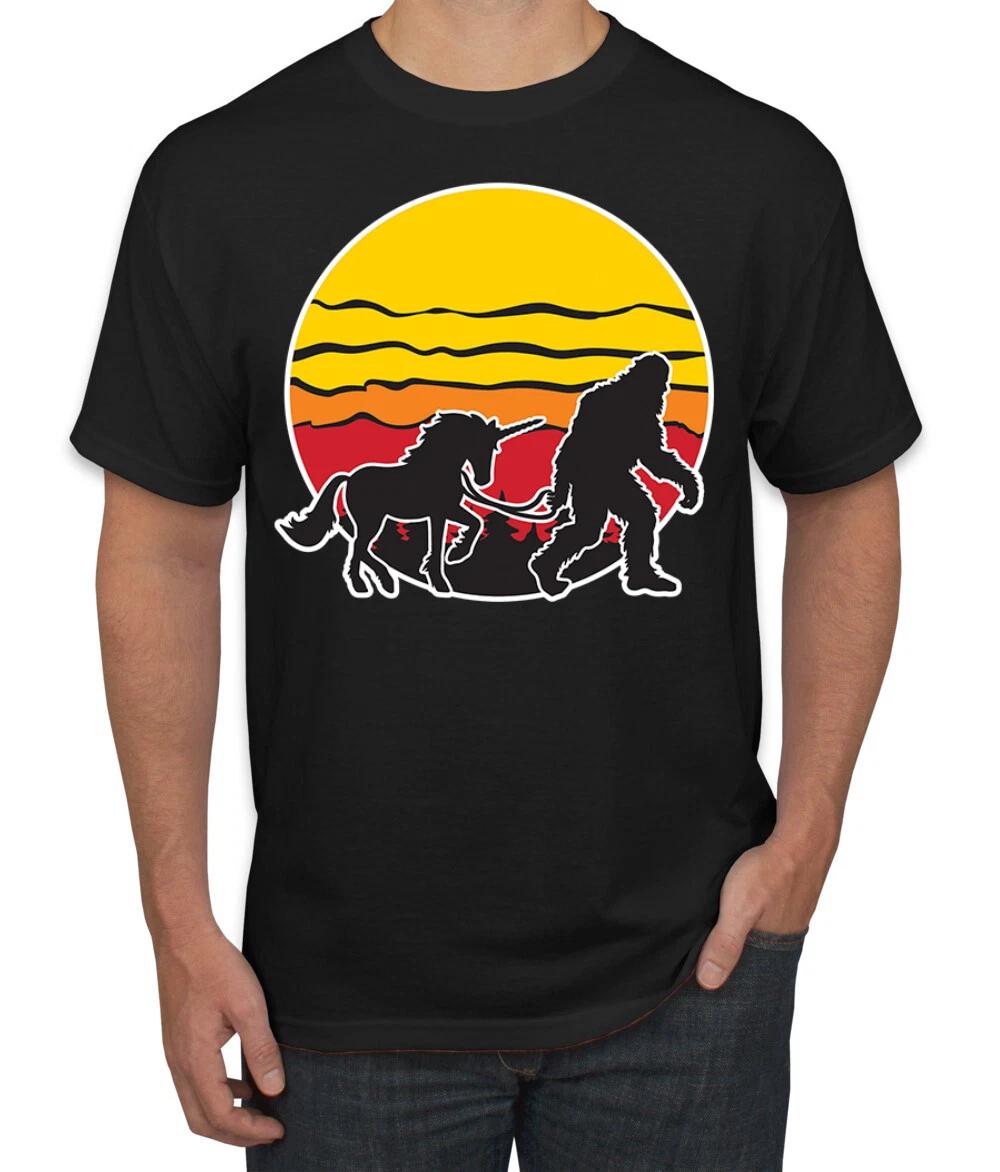 Sunset Silhoutte Unicorn and Sasquatch Men T- Shirt 4XL