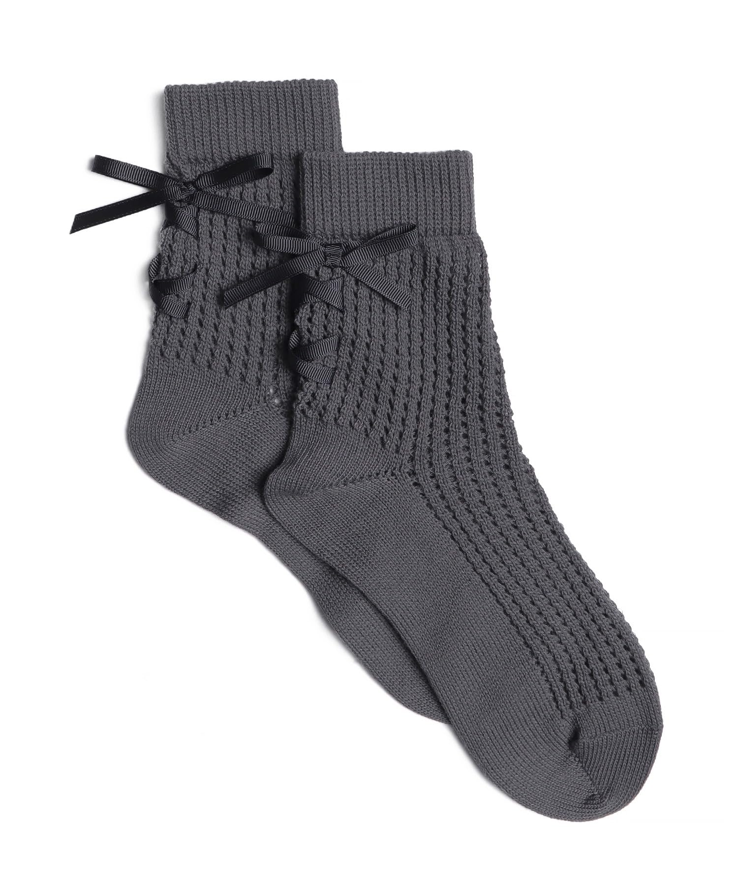 

WEGO Ribbon School Sizes Gray Women s Lace-Up Socks, Gift, 23-25cm, серый