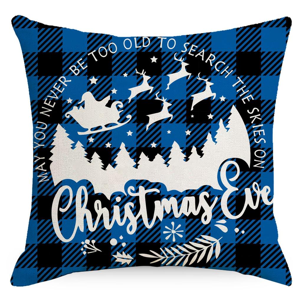 Weihnachten Kissenbezug Blaues Karo Weihnachtsmann Druck Kissen Zuhause Kissenbezug Sofakissen