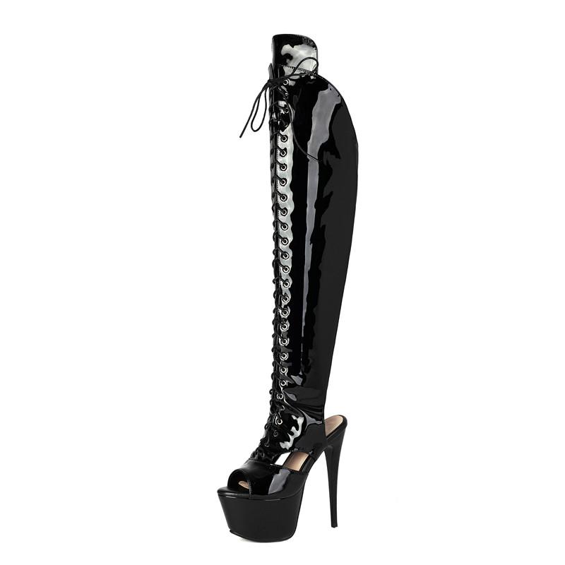 Sandali con tacco alto da donna sexy stile discoteca primavera ed estate nuovi plateau tacco sottile taglie forti bocca di pesce stivali