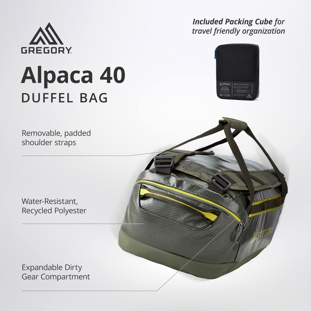 Gregory Alpaca 40 Duffel 40 with Storage Pouch and Padded Shoulder Slate One Size Bag, Liters, Strap, Blue,